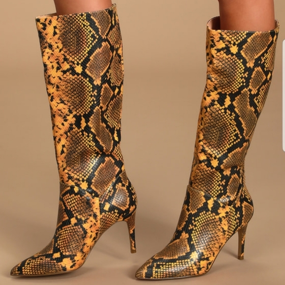 Steve Madden Mobwife kings yellow snake high boots - Picture 3 of 4